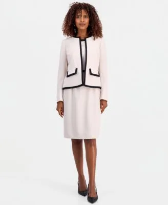 Framed Colorblock Collarless Jacket Framed Colorblock Sheath Dress by Kasper