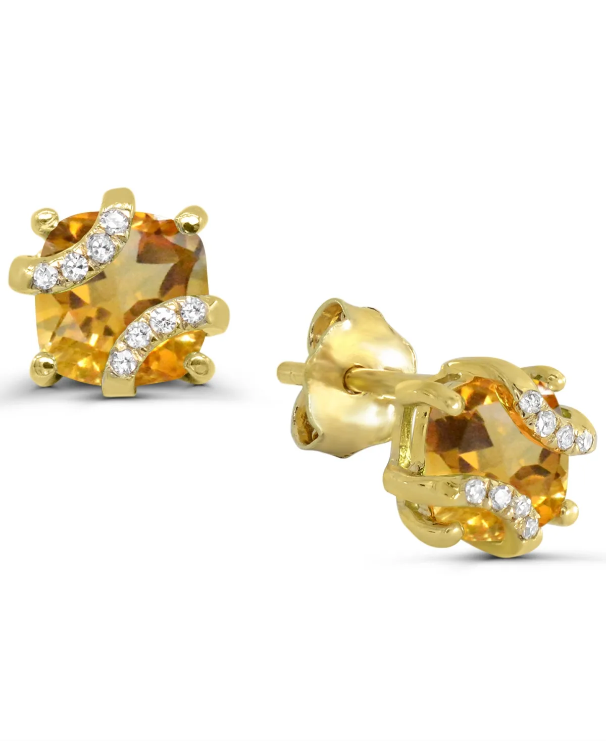 Citrine and Diamond Accent Stud Earrings (7/8 ct. t.w.) in 14k Gold-Plated Sterling Silver by Macy's