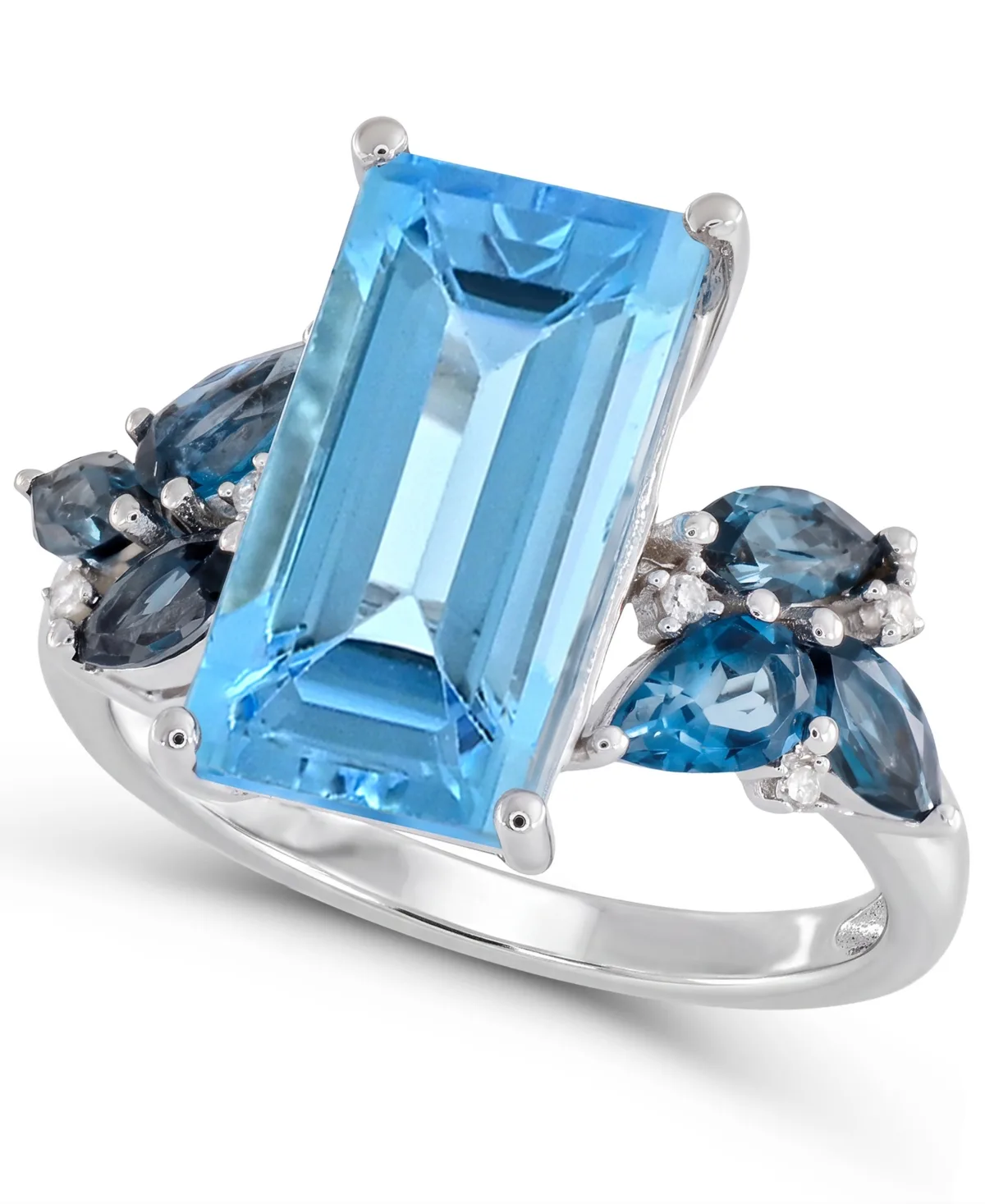Sky Blue and London Blue Topaz with Diamond Accent Ring (4-1/4 ct. t.w.) in Sterling Silver by Macy's