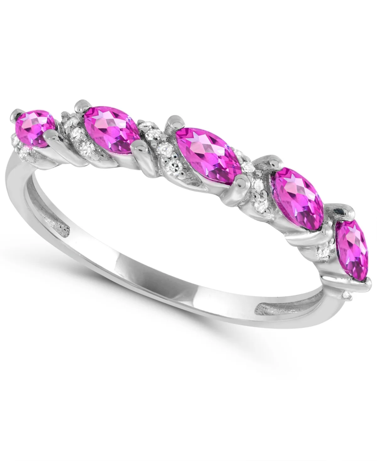 Lab-Grown Pink Sapphire and White Sapphire Ring (1/2 ct. t.w. Pink Sapphire, 1/5 ct. t.w. White Sapphire) in Sterling Silver by Macy's