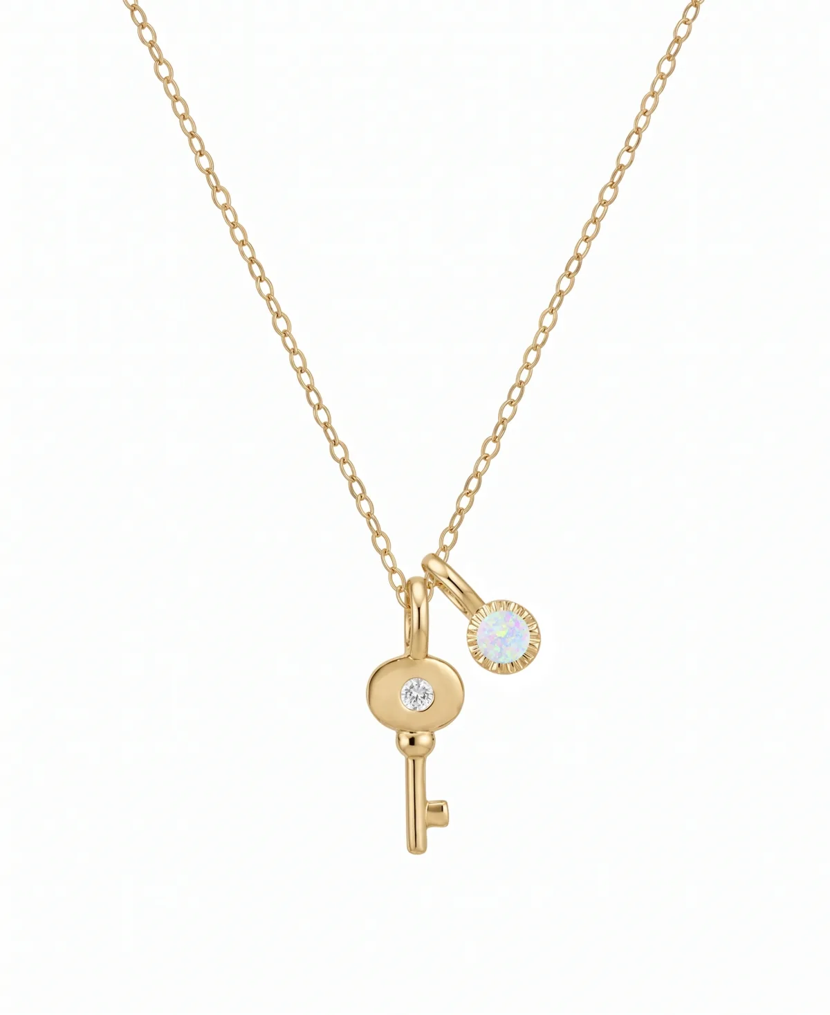 Opal and Diamond Accent Key Pendant (1/20 ct. t.w.) in 14k Gold by Macy's