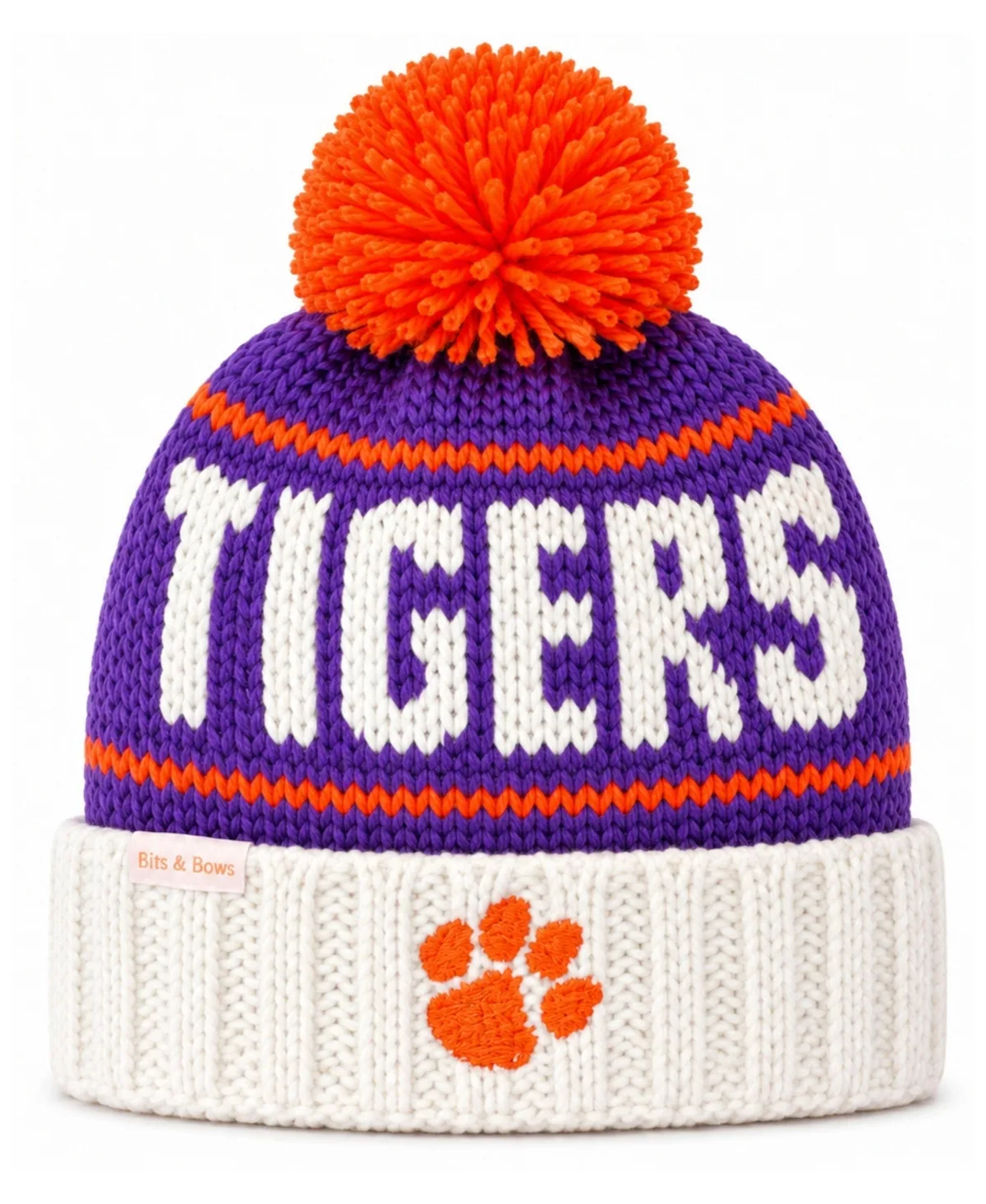 Clemson Tigers Knit Pom Beanie by Bits & Bows
