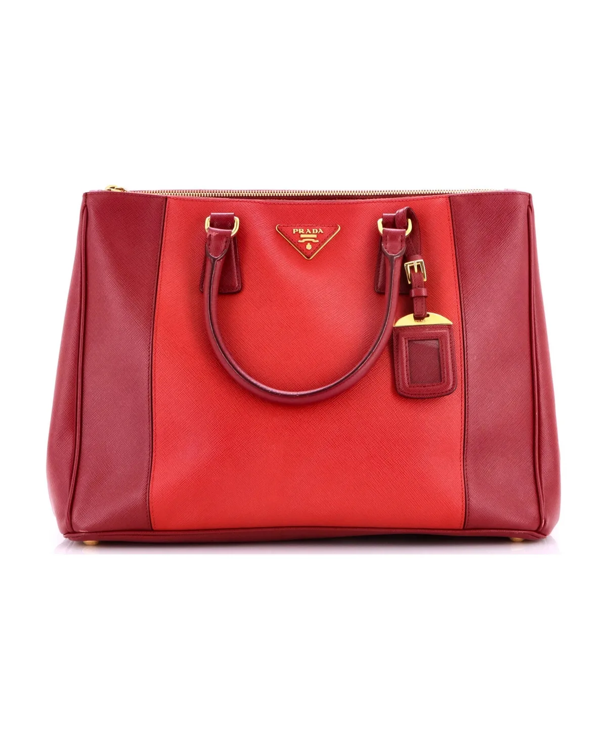 Pre-Owned Prada Medium Bicolor Double Zip Lux Tote Saffiano Leather by Prada
