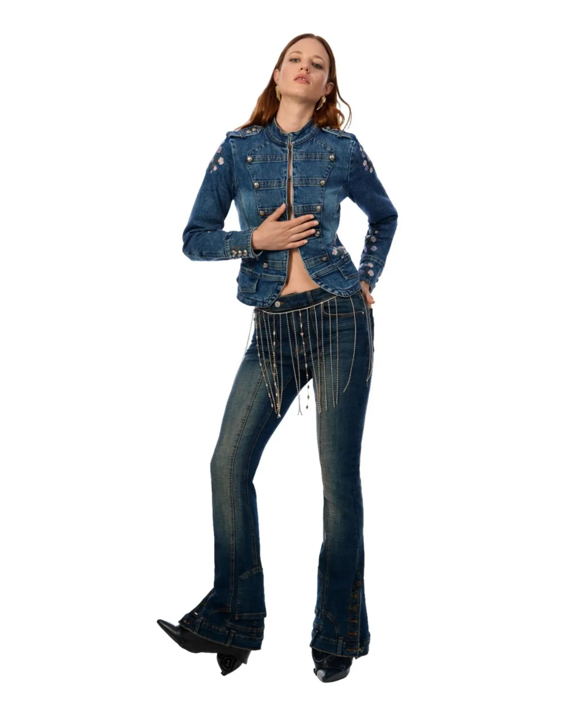 Mid-Rise Flare Cotton-Blend Jeans by Desigual