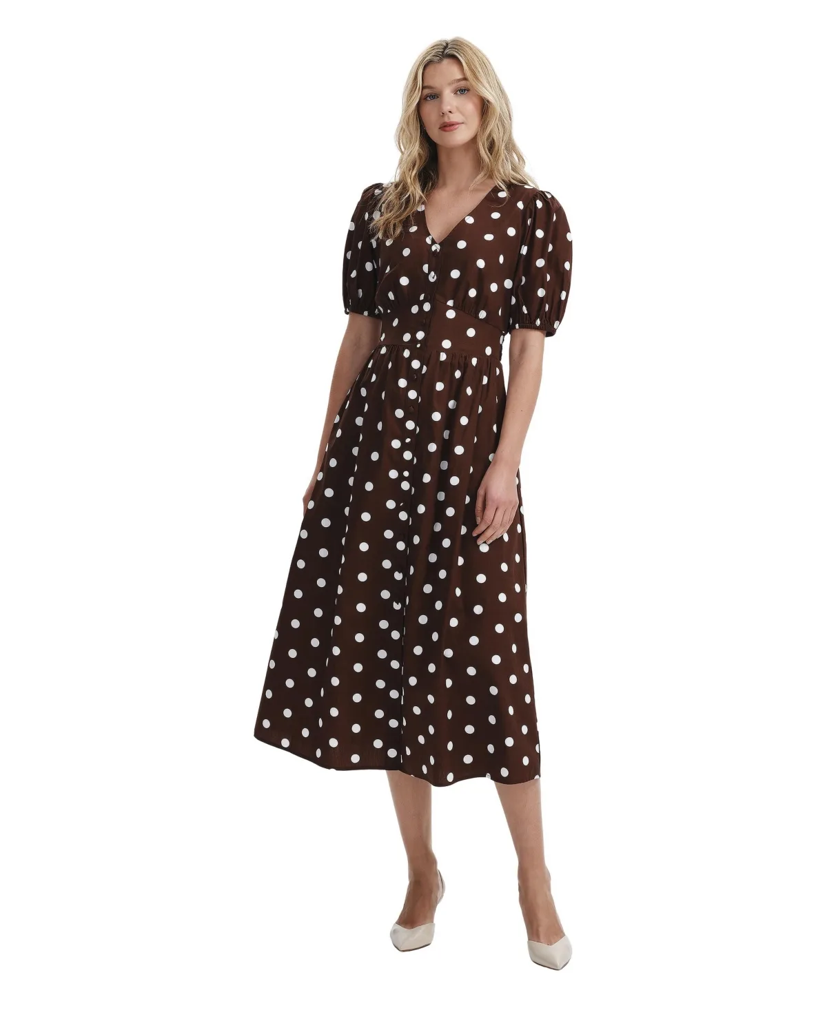 Addison Polka Dot Cotton Midi Dress by Finery London