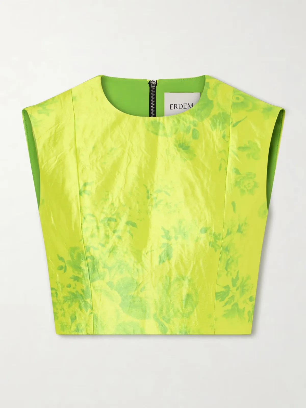 - Floral-print Crinkled-satin Top -