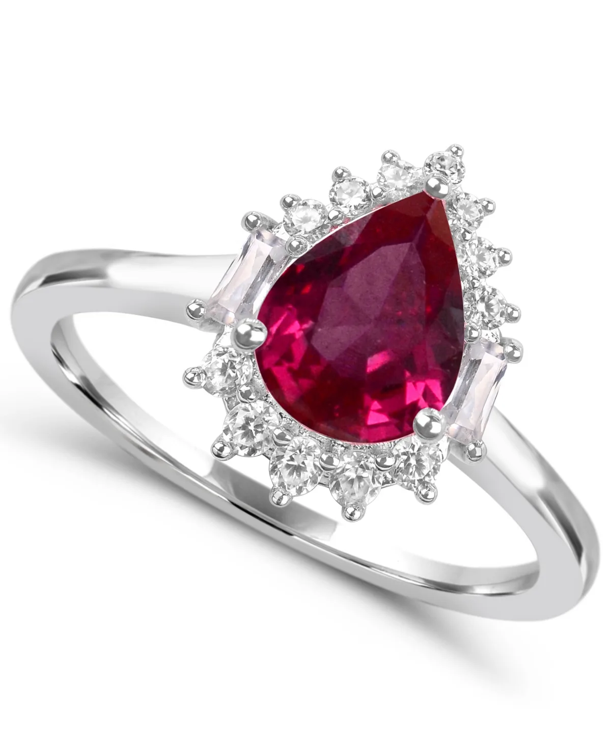 Lab-Grown Ruby and Lab-Grown White Sapphire Halo Ring (7/8 ct. t.w. Ruby, 3/8 ct. t.w. Sapphire) in 14k Gold-Plated Sterling Silver by Macy's