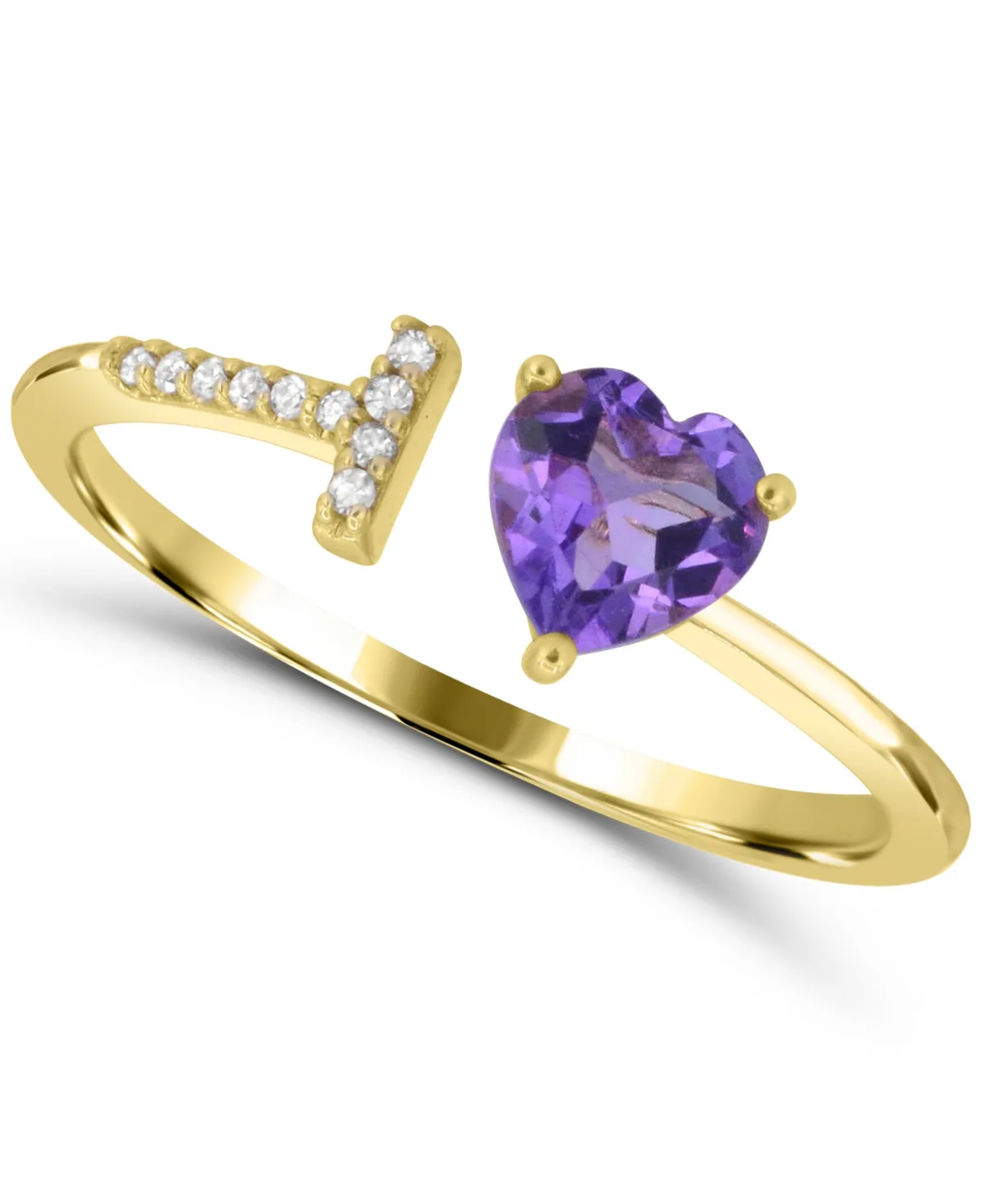 Amethyst and Diamond Ring (1/3 ct. t.w. Amethyst, 1/20 ct. t.w. Diamond) in Gold-Plated Sterling Silver by Macy's