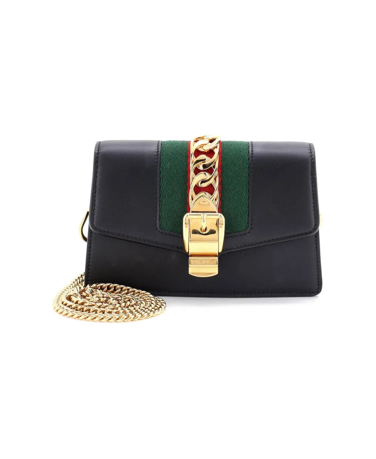 Pre-Owned Gucci Super Mini Sylvie Chain Shoulder Bag Leather by Gucci
