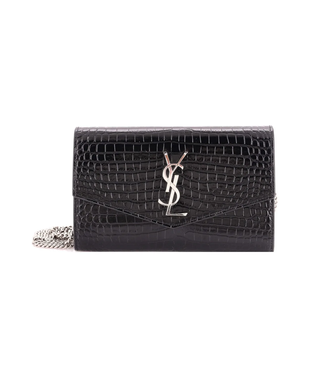 Pre-Owned Saint Laurent Uptown Chain Wallet Embossed Leather