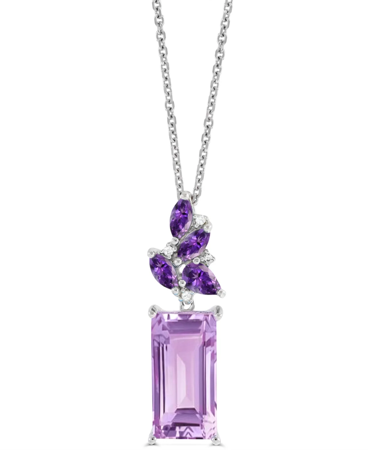 Rose De France (2-3/4 ct. t.w.), Amethyst (1/2 ct. t.w.) and Diamond Accent in Sterling Silver by Macy's