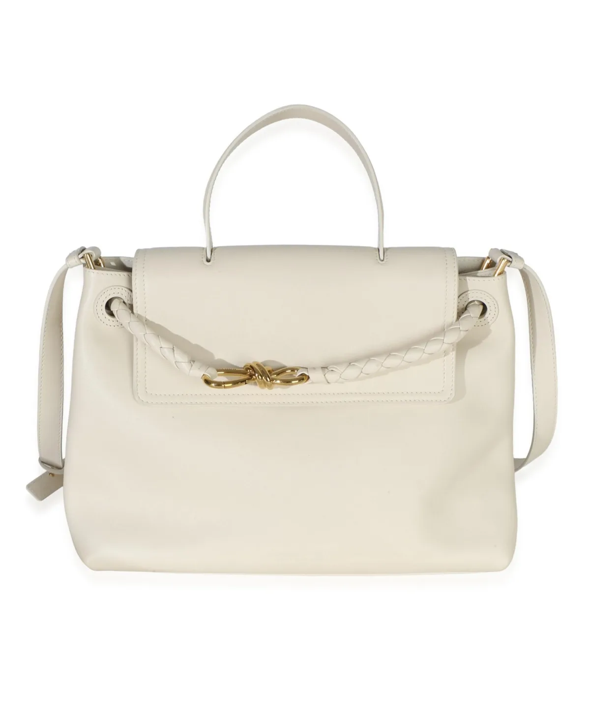 Pre-Owned Bottega Veneta Cream Silky Calfskin Medium Ciao Ciao by Bottega Veneta