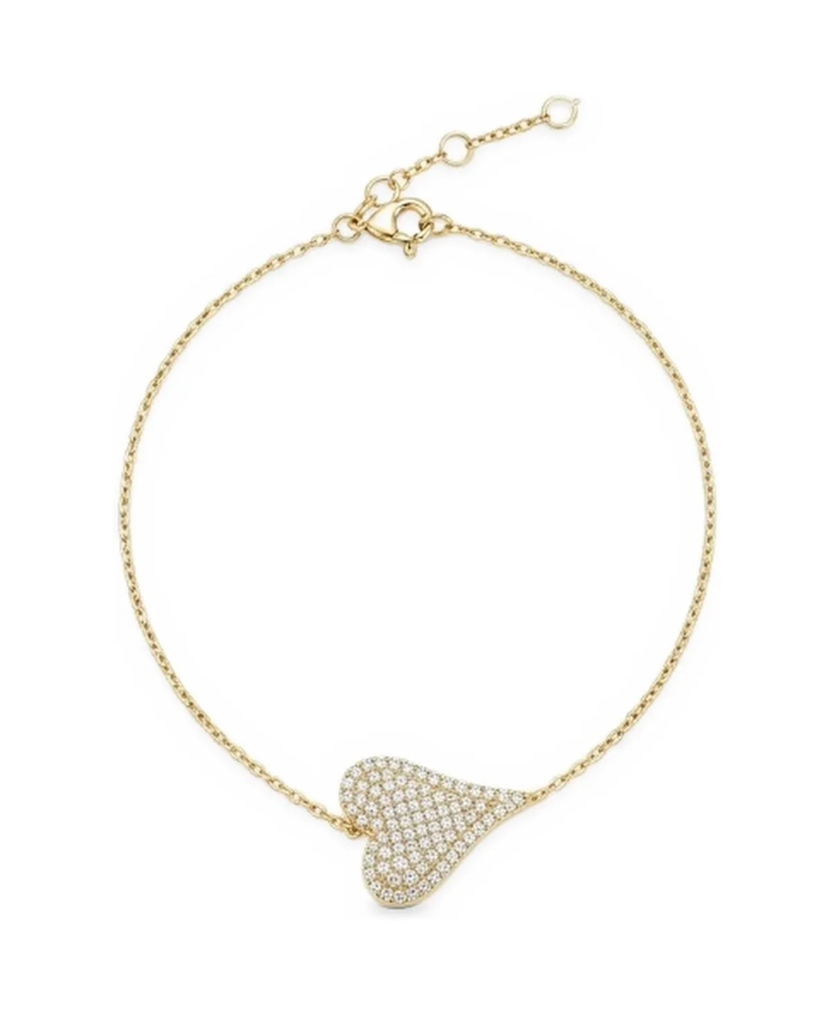 Silver Over Gold Pave Heart Bracelet 7 Inches by Etoielle