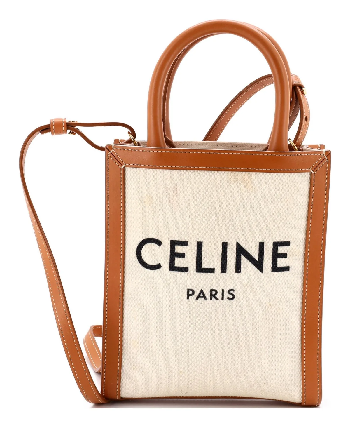 Pre-Owned Celine Mini Vertical Cabas Tote Canvas with Leather by Celine