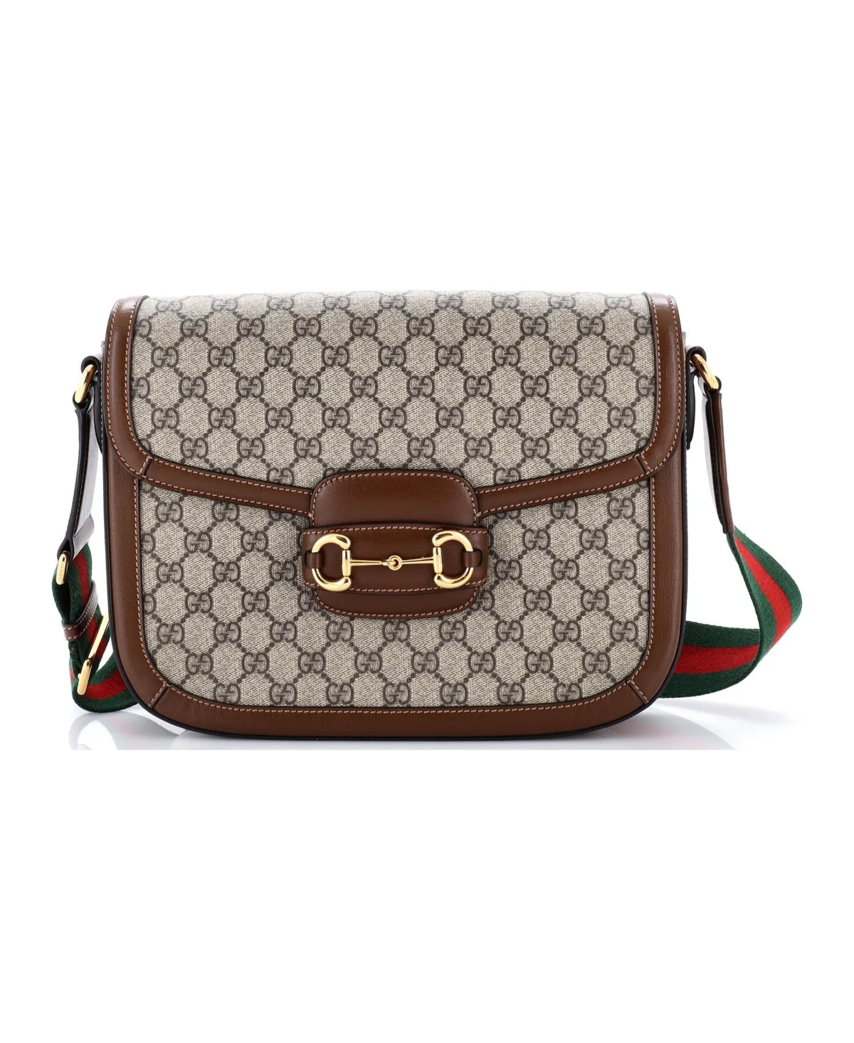 Pre-Owned Large Horsebit 1955 Shoulder Bag Gg Coated Canvas with Leather by Gucci