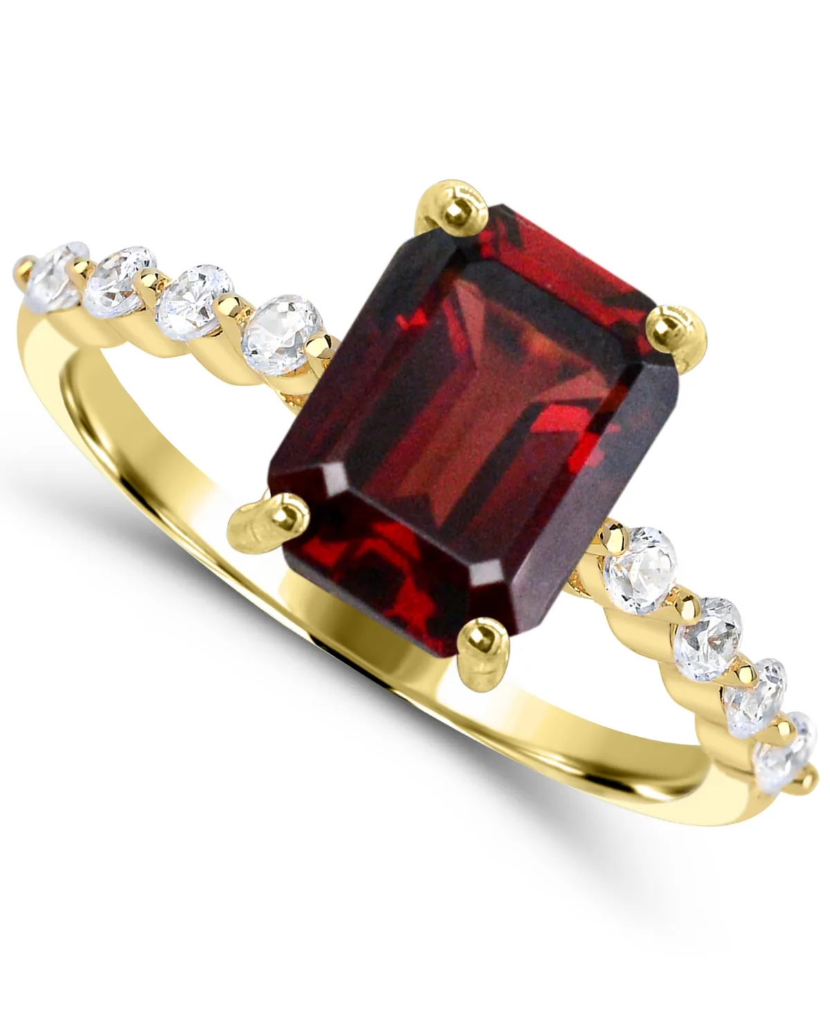 Garnet (1-1/5 ct. t.w.) and White Topaz (1/10 ct. t.w.) Cocktail Ring in 14k Gold-Plated Sterling Silver by Macy's