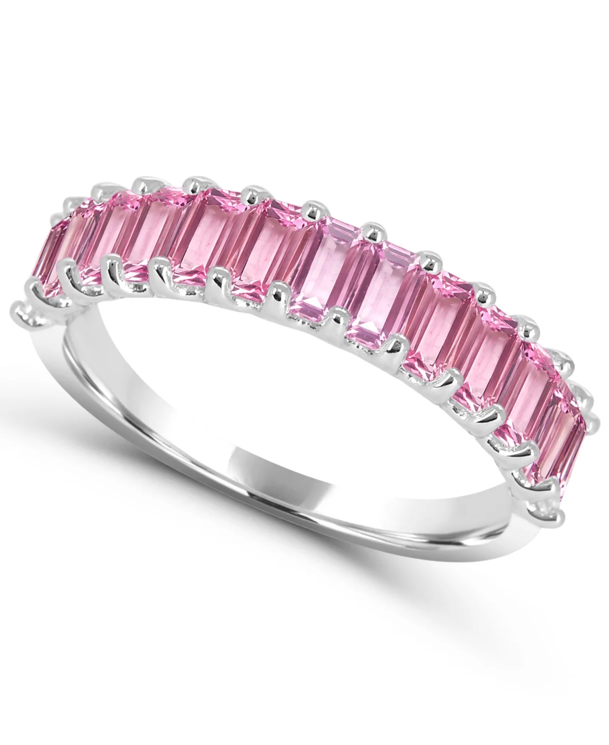Lab-Grown Pink Sapphire Wedding & Anniversary Band (1-3/4 ct. t.w.) in Sterling Silver by Macy's