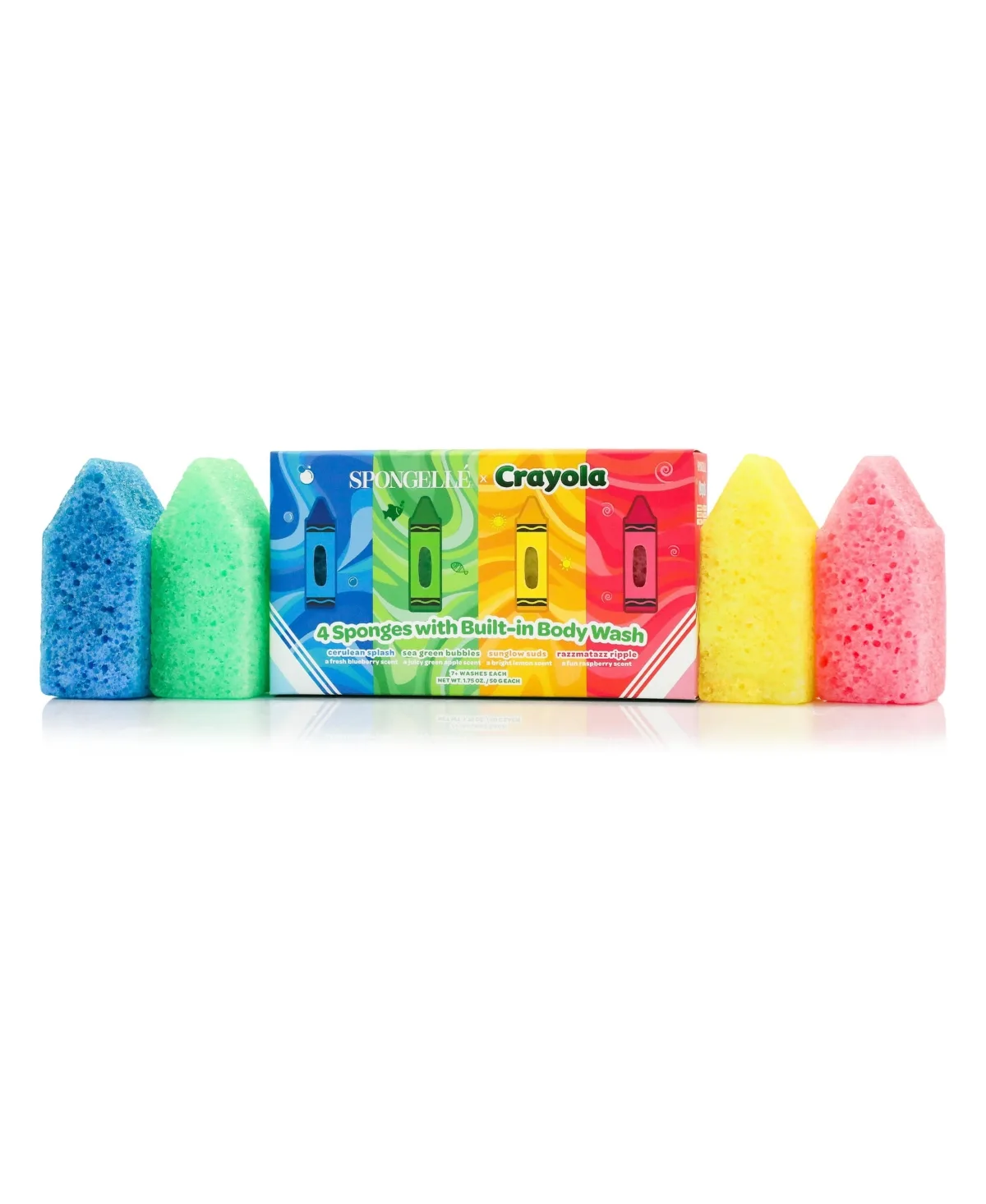 Crayola Body Wash Infused Sponge Gift Set 4 Crayolas by Spongelle