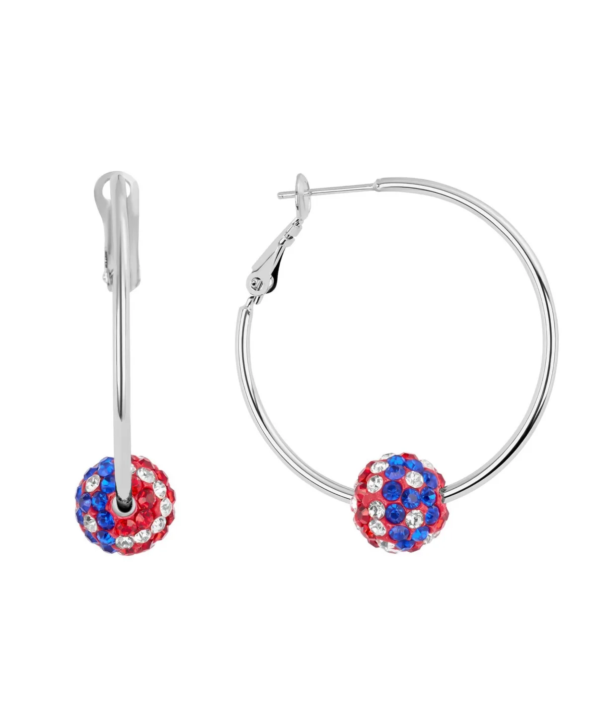 Silver-Plated Crystal Pave Ball Hoop Earrings by Macy's