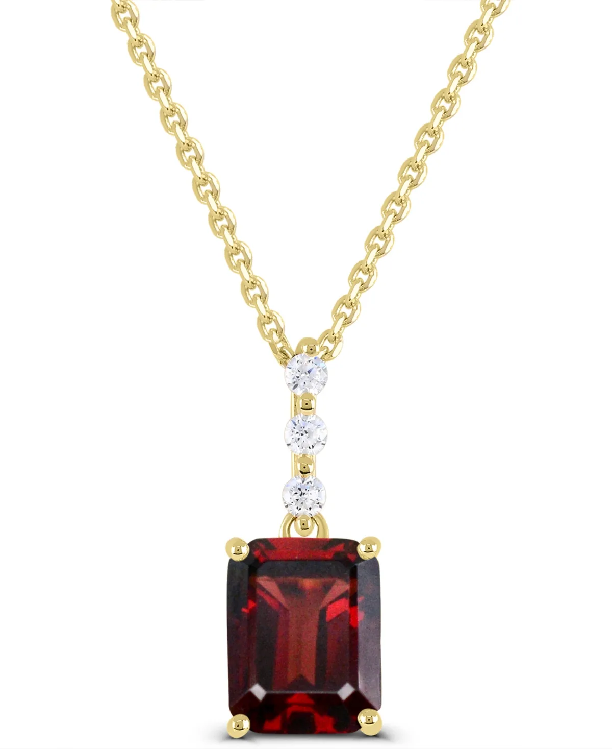 Garnet and White Topaz Pendant Necklace (1-1/5 ct. t.w. Garnet, 1/20 ct. t.w. White Topaz) in Gold-Plated Sterling Silver by Macy's