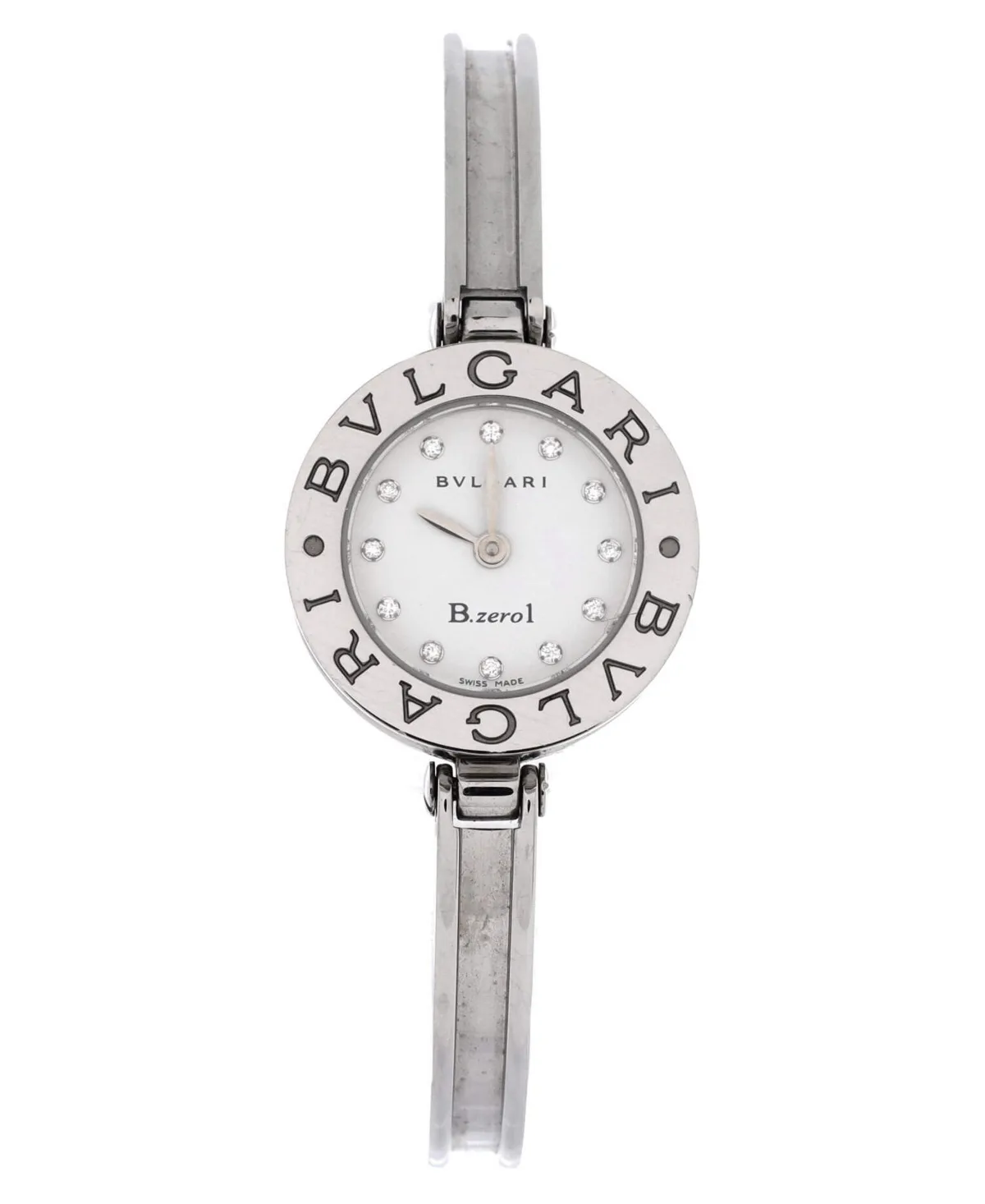 Pre-Owned Bvlgari B.Zero1 Bracelet Quartz Watch in Stainless Steel with Diamond Markers 22mm by BVLGARI