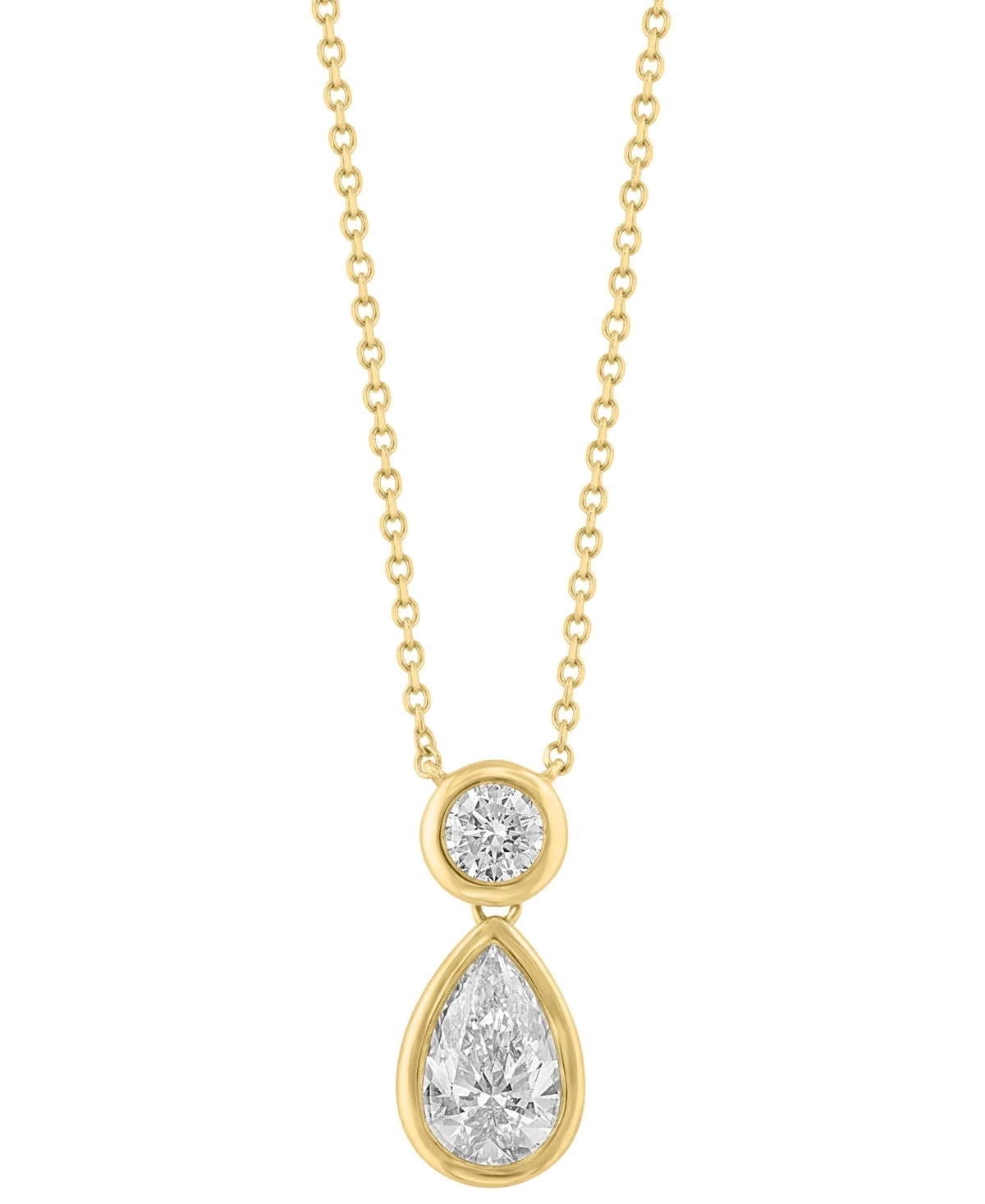 Effy Collection Lab-Grown Diamond Pear and Round Necklace (1-1/4 ct. t.w.) in 14k Yellow Gold by Effy Collection
