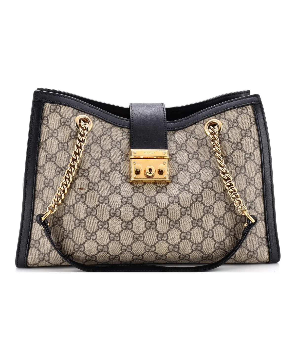 Pre-Owned Gucci Medium Padlock Chain Tote Gg Coated Canvas with Leather by Gucci