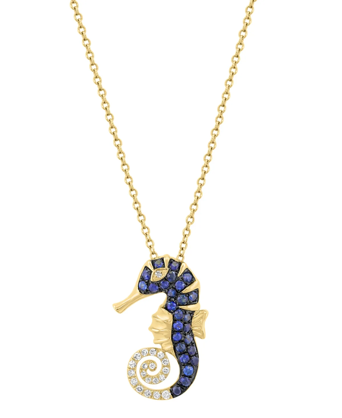Diamond and Sapphire Pendant (1/10 ct. t.w. Diamond, 1/4 ct. t.w. Sapphire) in 14k Yellow Gold by Effy Collection