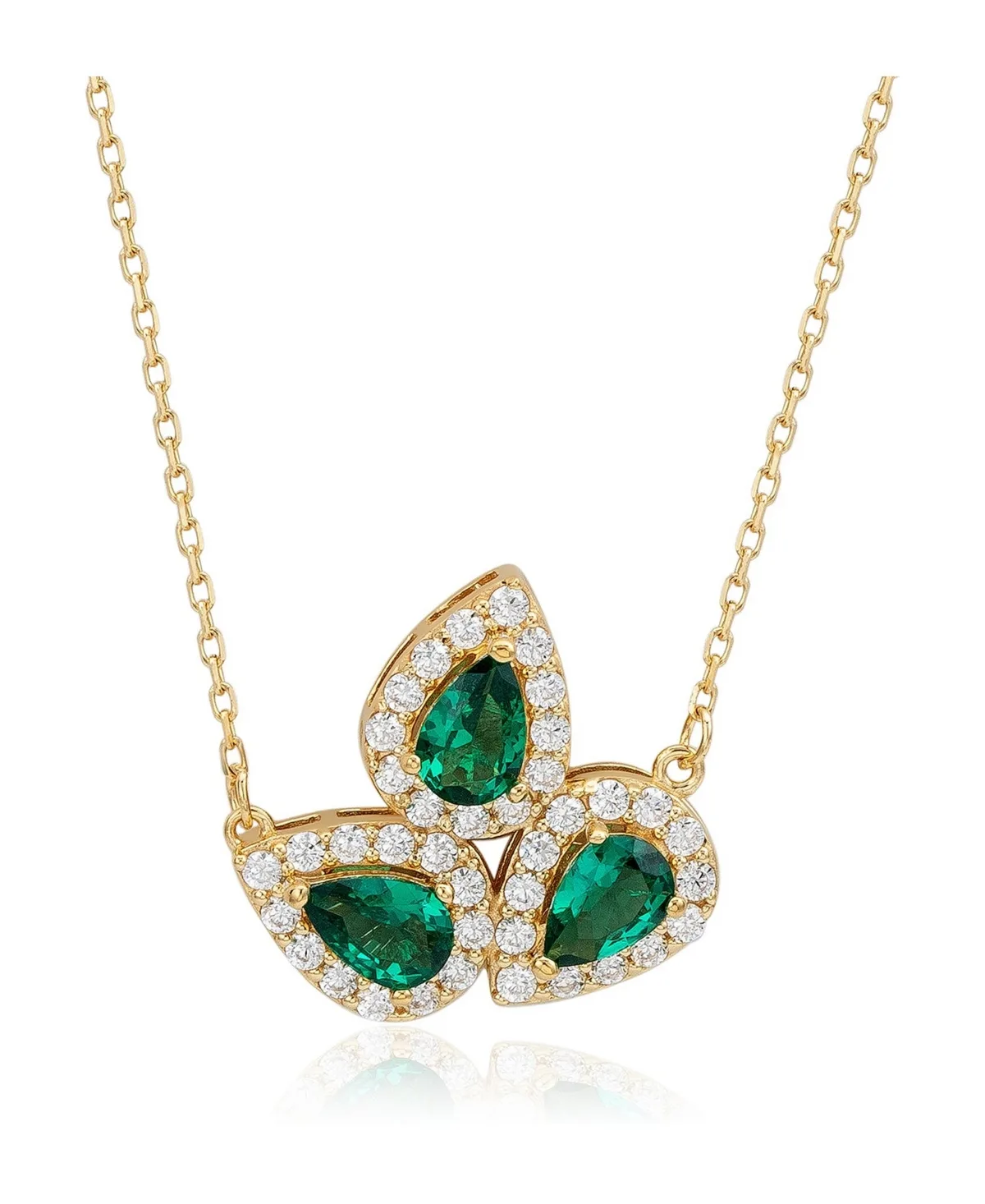 Sterling Silver Pear Shape Cubic Zirconia Drop Necklace