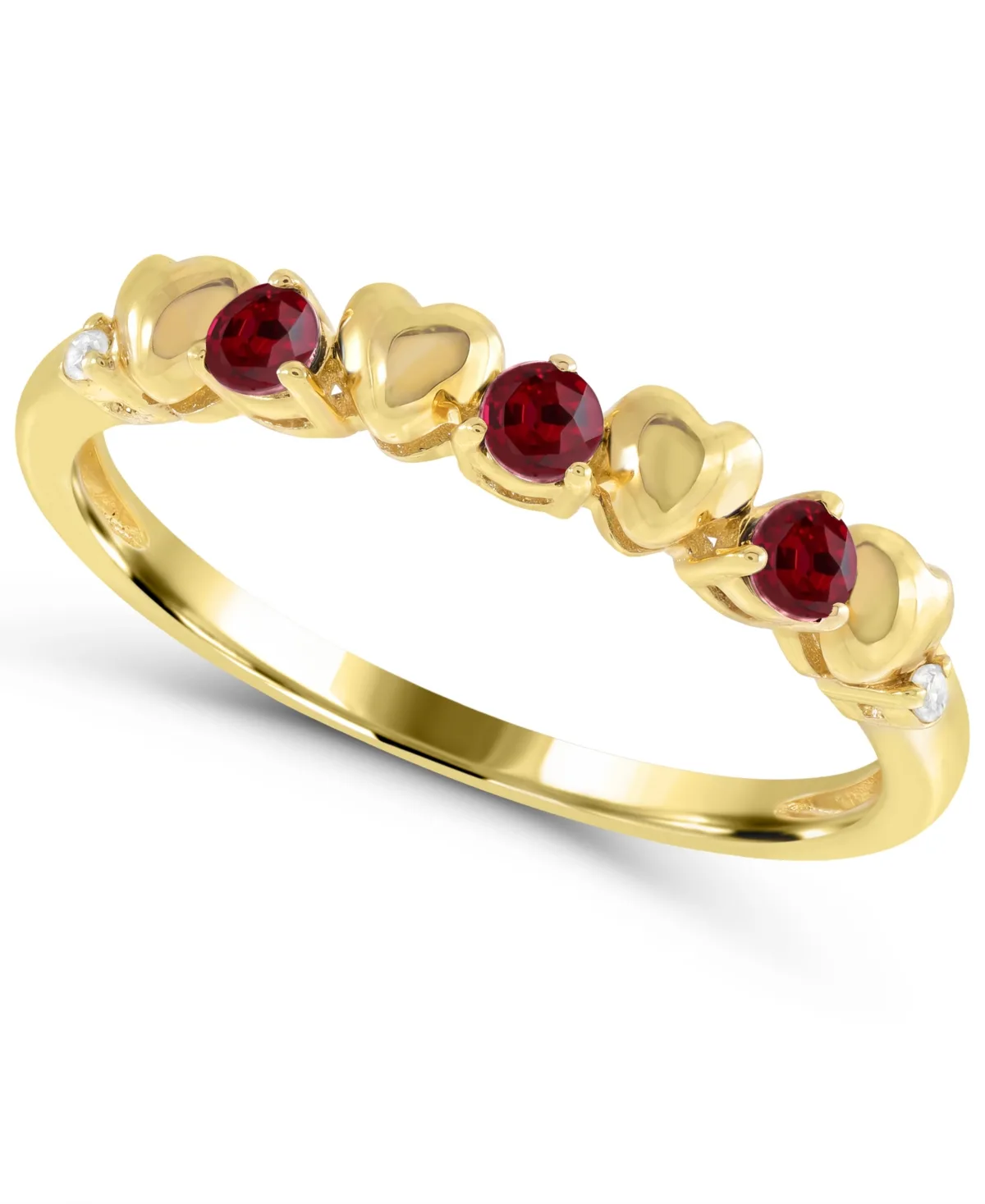 Lab-Grown Ruby Stackable Band Open Ring (1/6 ct. t.w.) in 14k Gold-Plated Sterling Silver