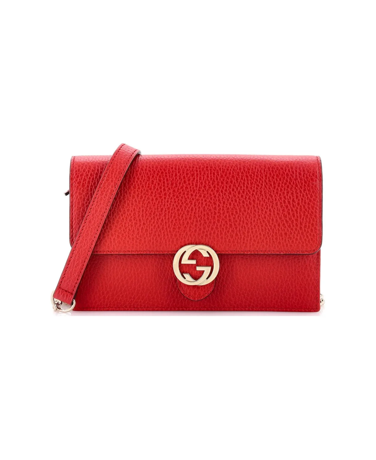 Pre-Owned Interlocking Wallet on Chain Leather by Gucci