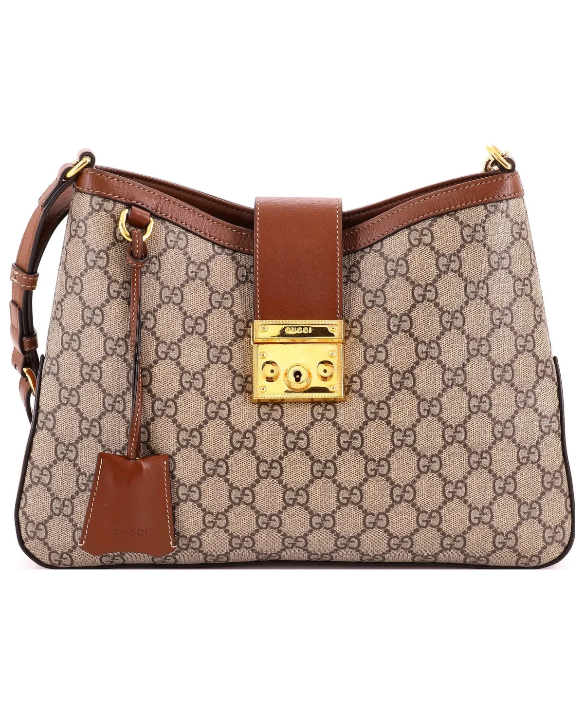 Pre-Owned Gucci Medium Padlock Chain Shoulder Bag Gg Coated Canvas with Leather by Gucci