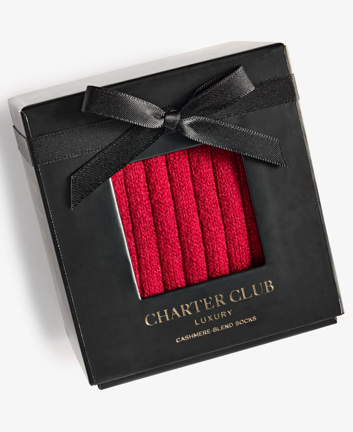 Charter Club Boxed Cashmere-Blend Ribbed Crew Socks by Charter Club