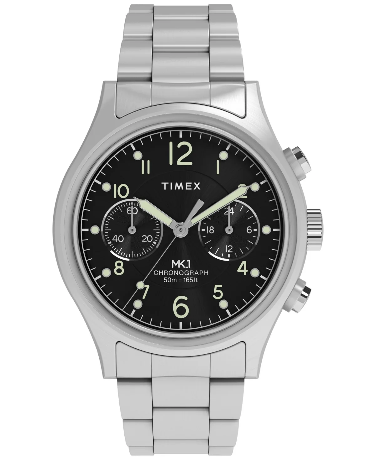 Timex Quartz Chronograph Silver-Tone Stainless Steel Watch 40mm by Timex
