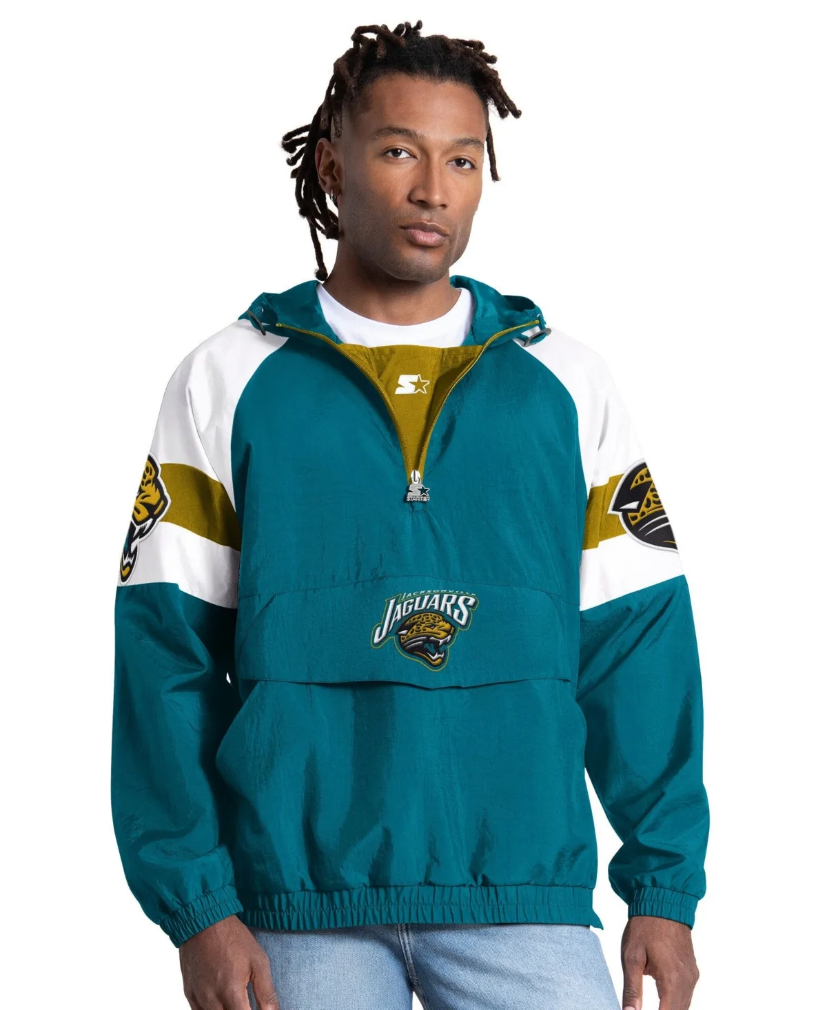 Jacksonville Jaguars Street Cut Retro Logo Half-Zip Sweatshirt by Starter