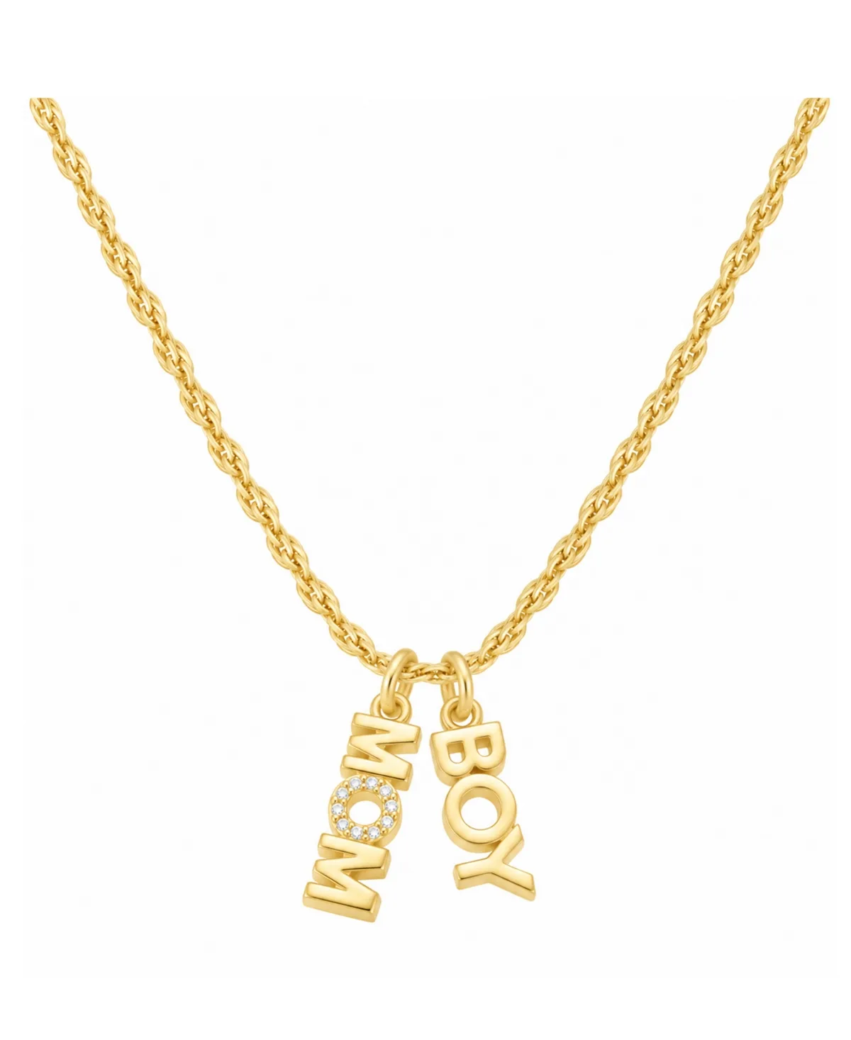 Gold-Tone Cubic Zirconia Mom and Boy Pendant Necklace by Unwritten