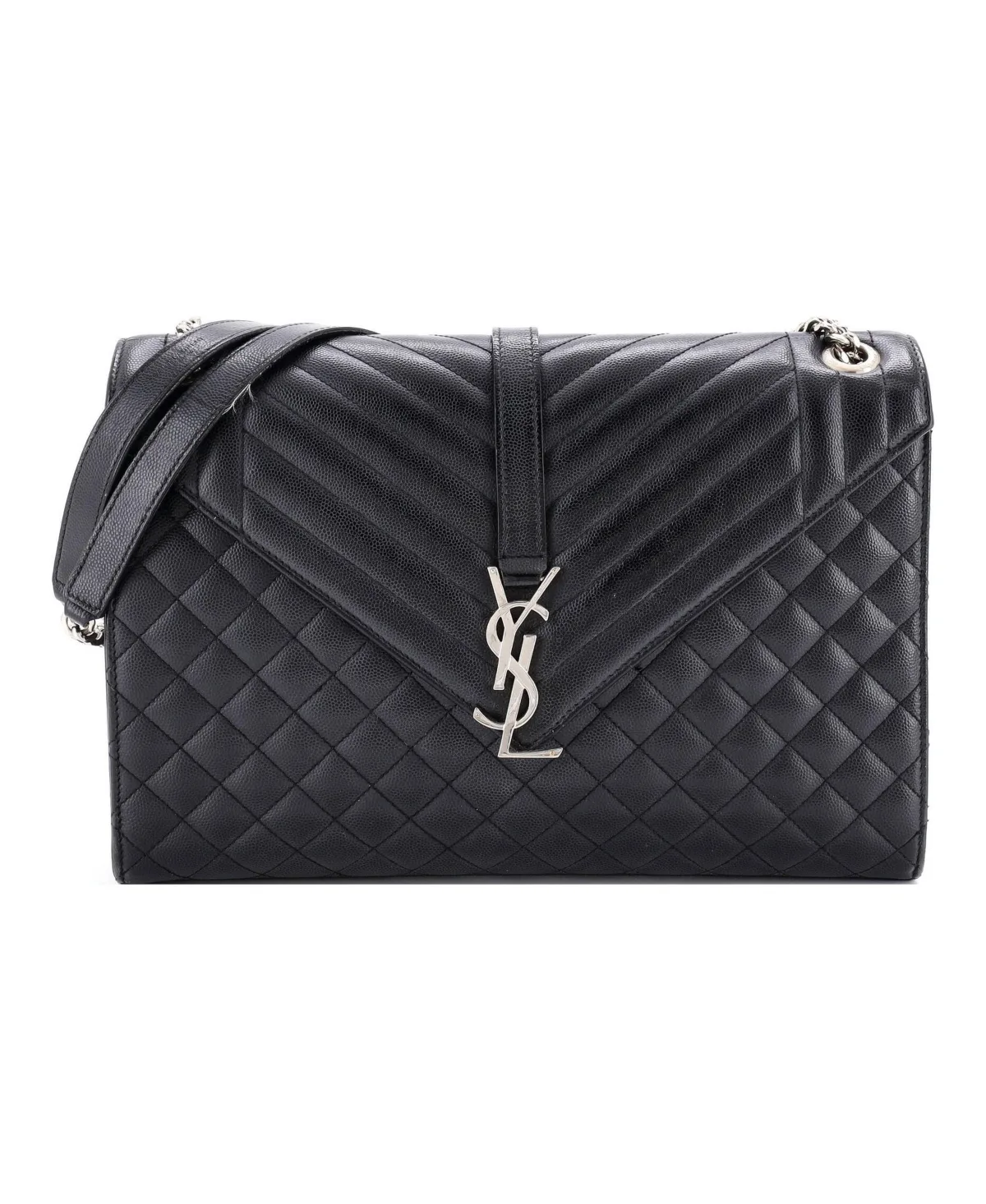 Pre-Owned Saint Laurent Large Classic Monogram Envelope Satchel Mixed Matelasse Leather by Saint Laurent