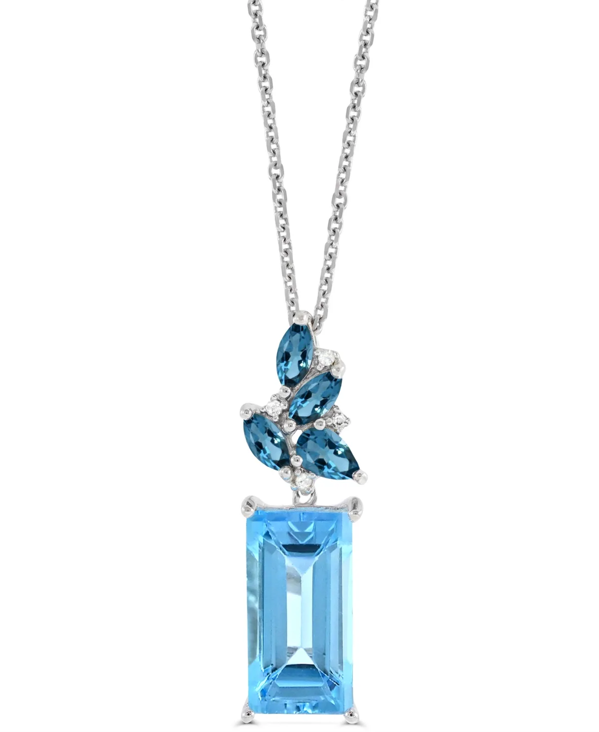 Sky Blue Topaz (3-3/8 ct. t.w.) High Polished Pendant Necklace with London Blue Topaz (1/2 ct. t.w.) and Diamond Accent in Sterling Silver by Macy's