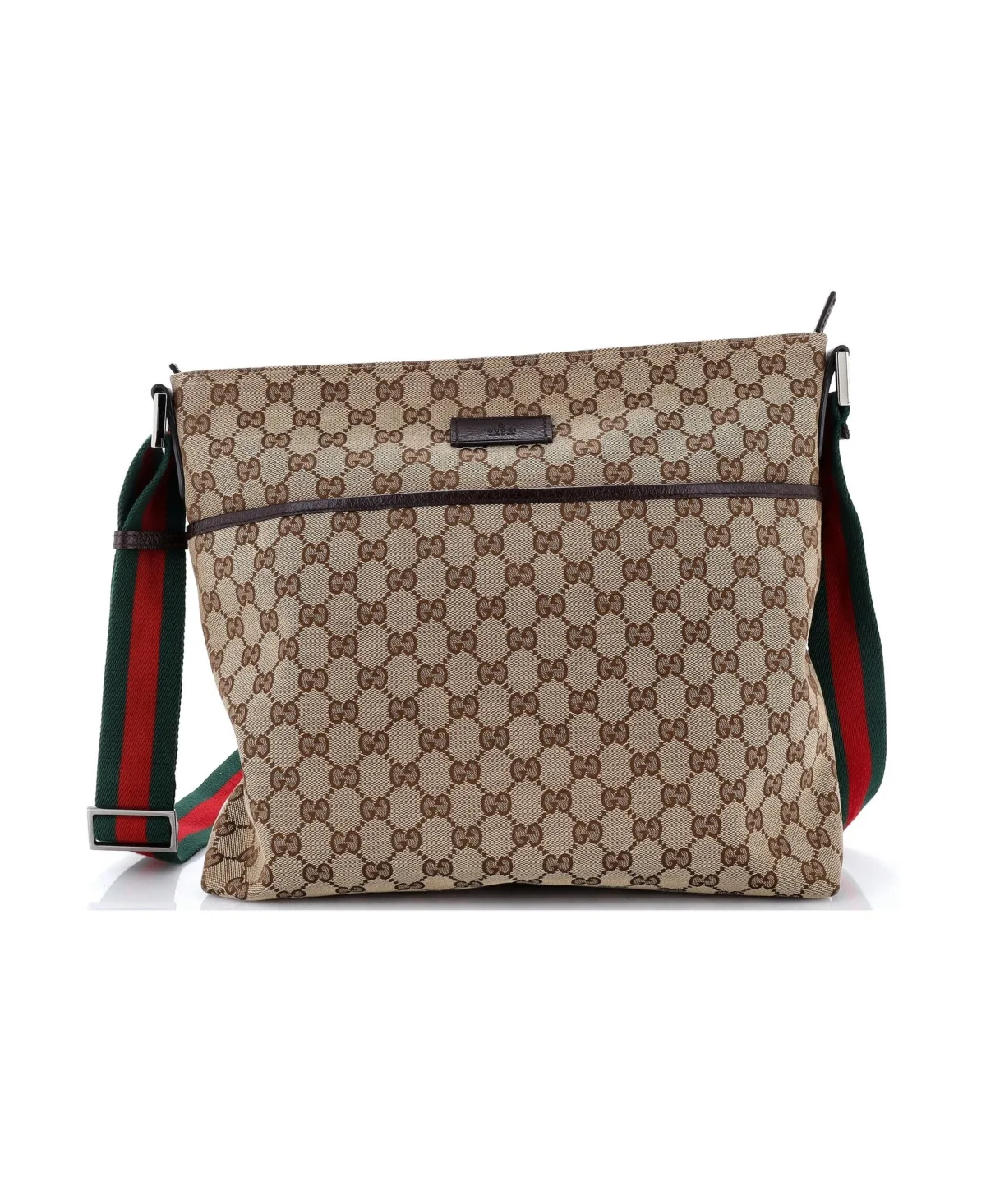 Pre-Owned Medium Web Strap Zip Messenger Bag Gg Canvas