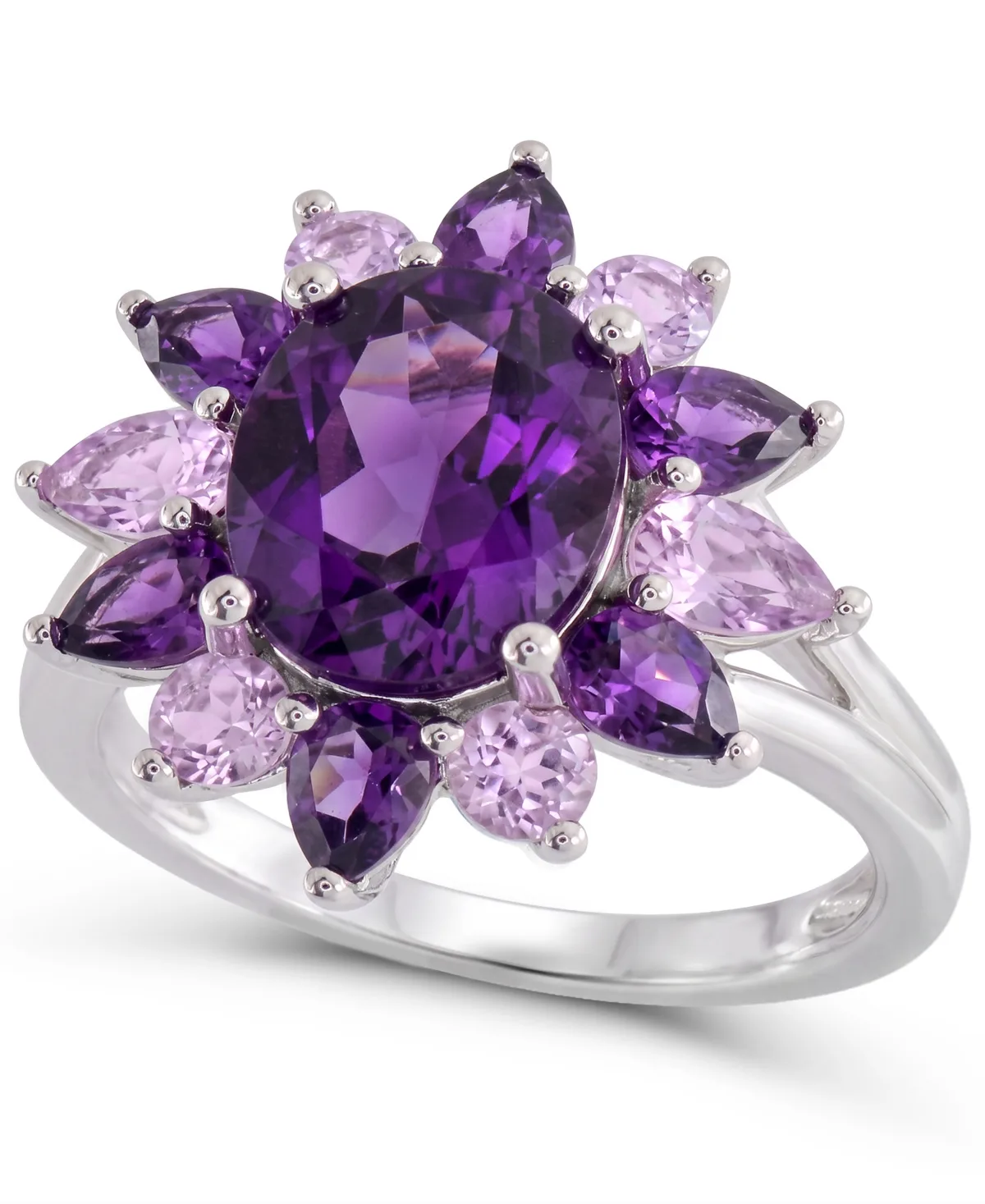 Amethyst (2-1/2 ct. t.w.) and Rose De France (3/4 ct. t.w.) Cocktail Ring in Sterling Silver by Macy's
