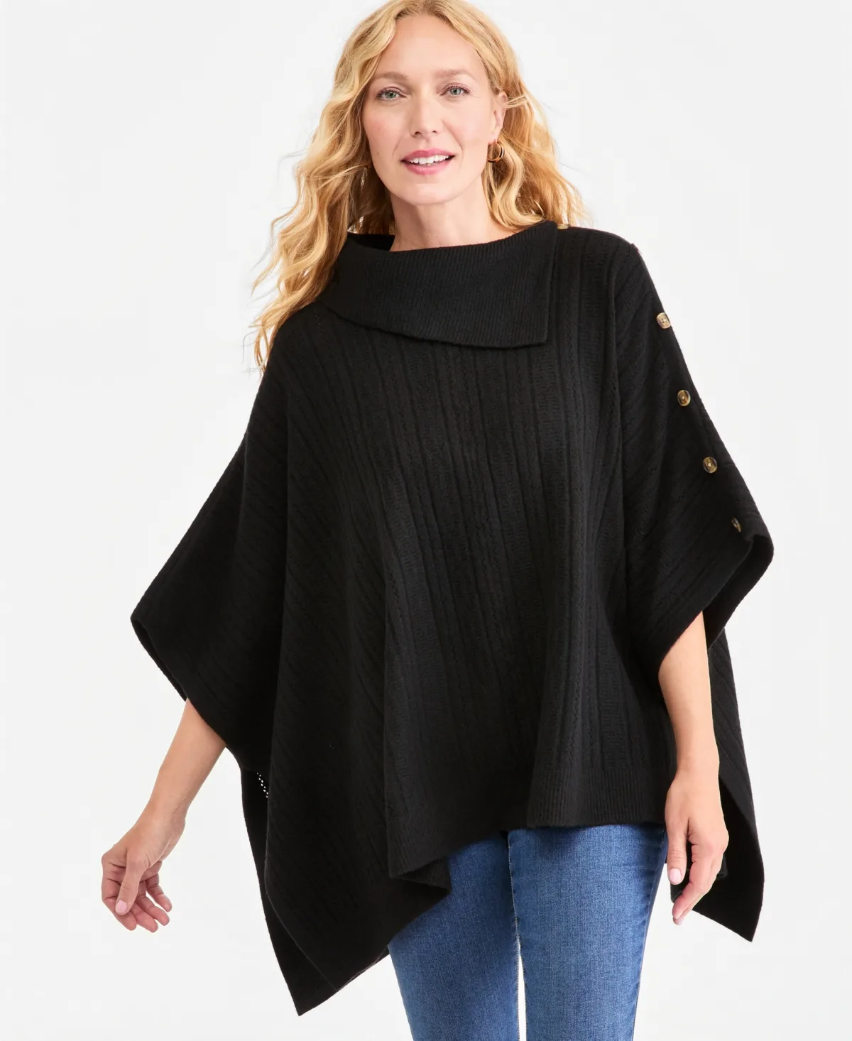 Button Poncho Sweater by Style & Co