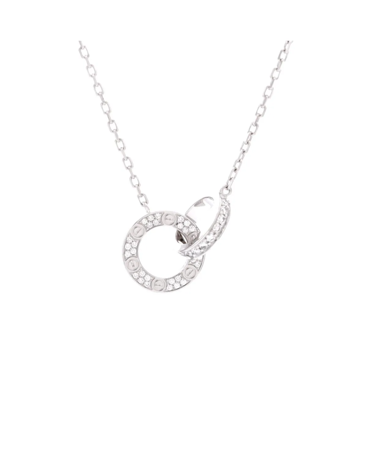 Pre-Owned Cartier Love Interlocking Pave Necklace by Cartier's