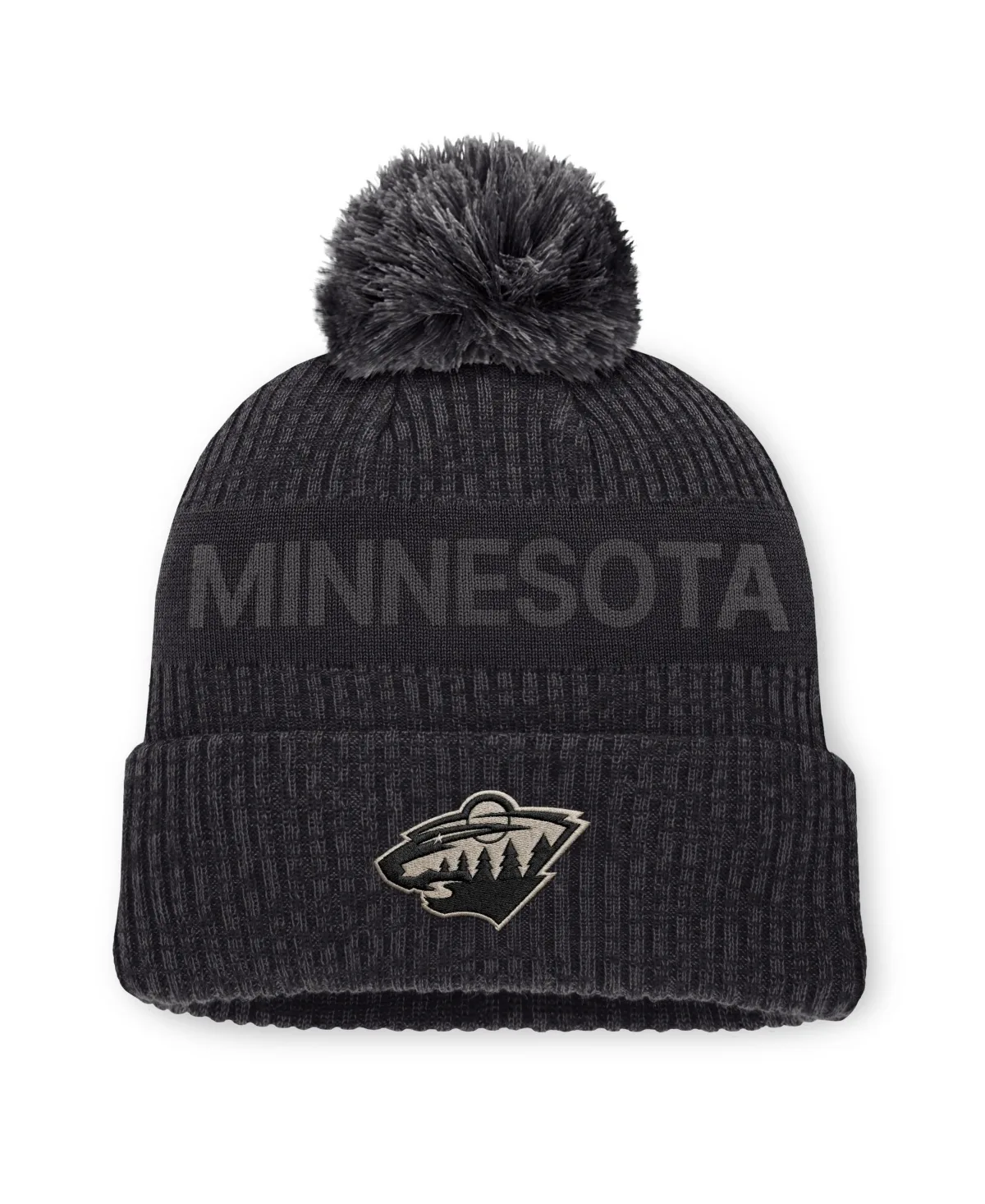 Minnesota Wild Road Phantom Cuffed Knit with Pom Hat by Fanatics