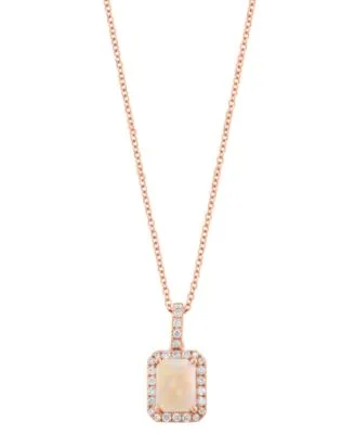 Diamond Opal Pendant Stud Earrings in 14k Rose Gold by Effy Collection