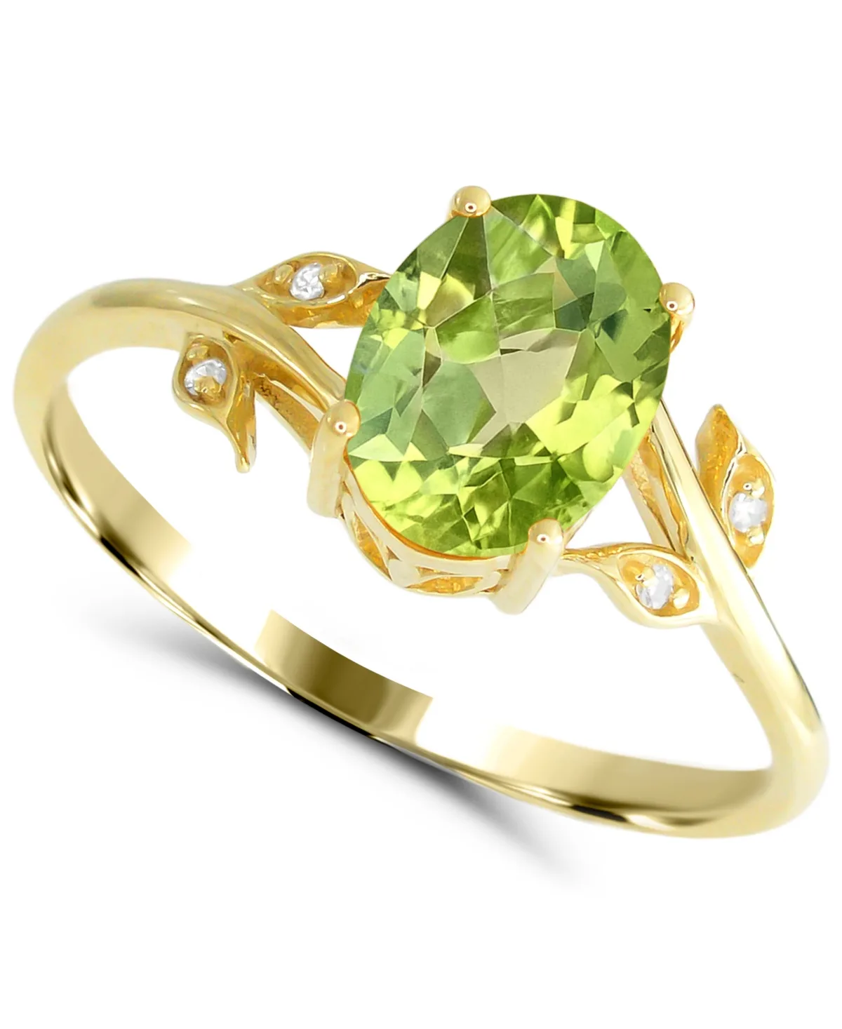 Peridot and Diamond Accent Ring (1-1/10 ct. t.w.) in 14k Gold-Plated Sterling Silver