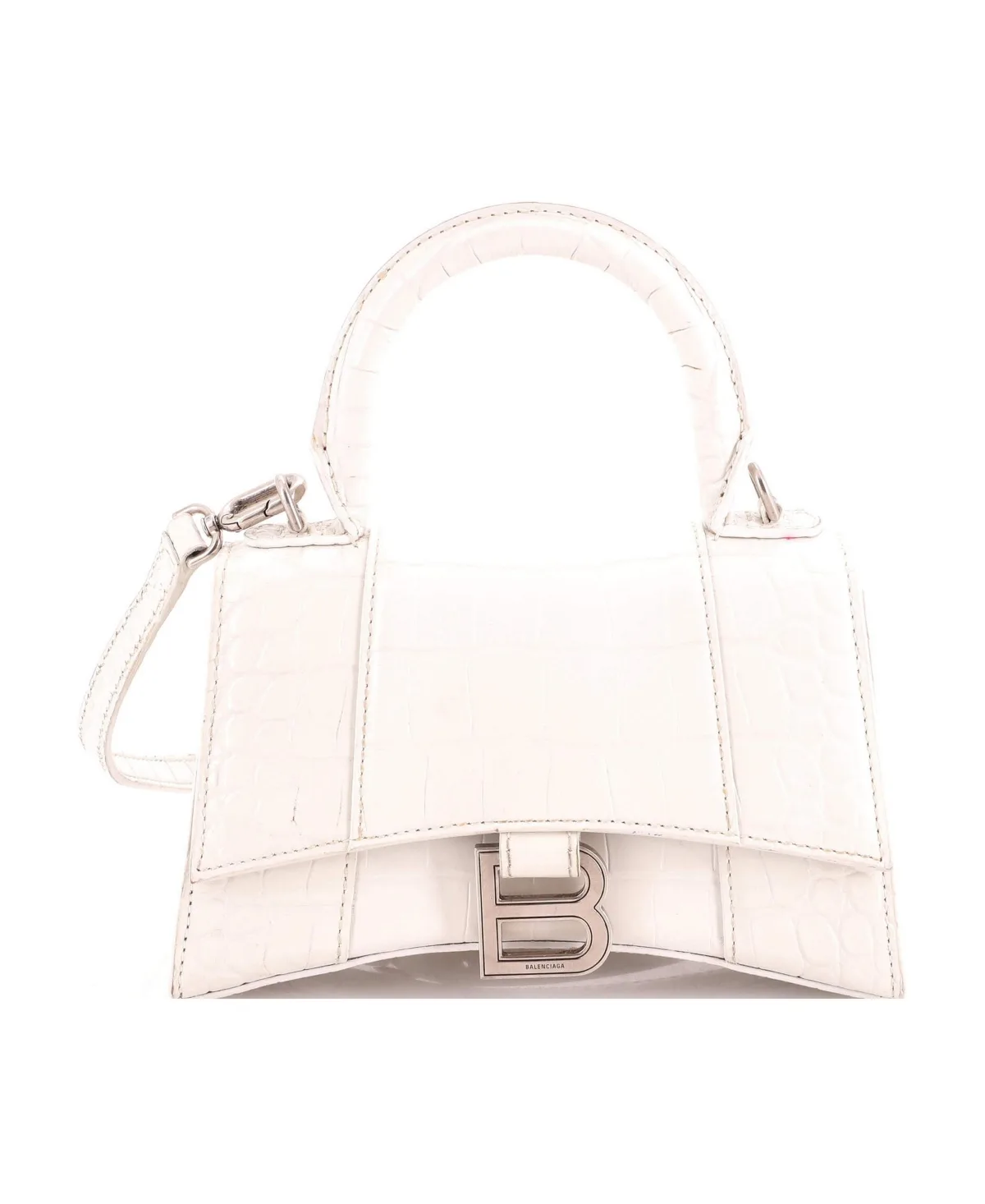 Pre-Owned Balenciaga Xs Hourglass Top Handle Bag Embossed Leather by Balenciaga