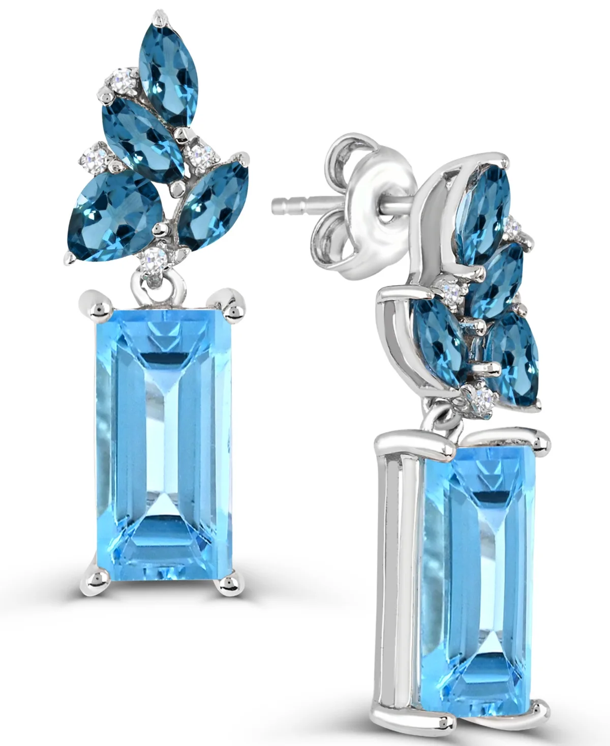 Topaz and London Blue Topaz with Diamond Accent Drop Earrings (3-3/8 ct. t.w.) in Sterling Silver