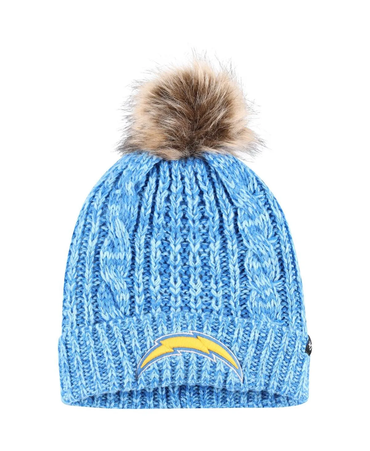 Los Angeles Chargers Logo Meeko Cuffed Knit Hat with Pom by 47 Brand