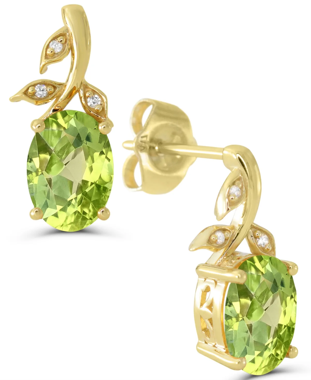 Peridot and Diamond Accent Earrings (1-3/8 ct. t.w.) in 14k Gold-Plated Sterling Silver by Macy's