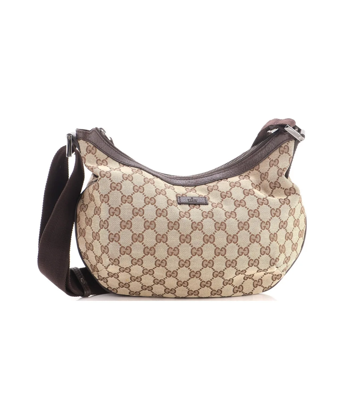 Pre-Owned Gucci Medium Saddle Zip Messenger Bag Gg Canvas with Leather by Gucci